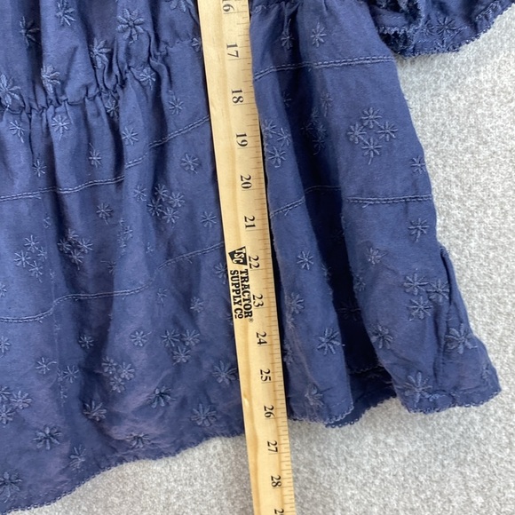 Old Navy peasant blouse boho cottagecore navy nautical peplum 3X eyelet - Picture 4 of 8